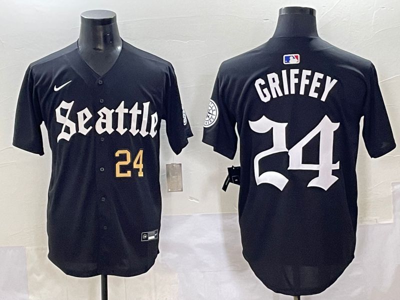 Men 2025 Seattle Mariners #24 Griffey Black Five generations Joint Name Nike MLB Jersey style 2->seattle mariners->MLB Jersey